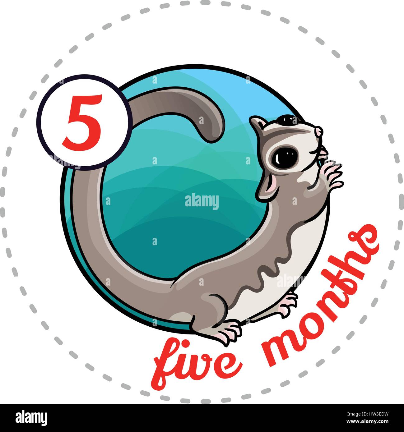 Autocollant Bebe Mensuel Cute Cartoon Animal Illustration Pour Petit Garcon Ou Fille Premiere Annee Cinq Mois Adorable Planeur De Sucre Image Vectorielle Stock Alamy