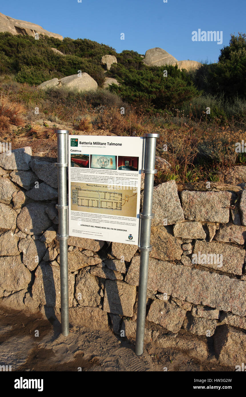 Palau, SARDAIGNE. Talmone batterie militaire (Première Guerre mondiale) Banque D'Images