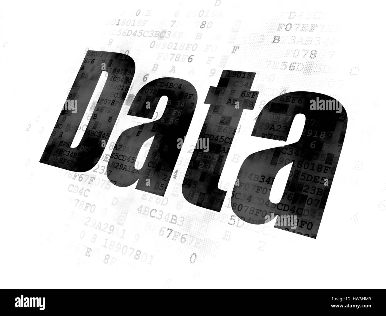Concept d'information : des données de texte sur noir pixélisé Digital background Banque D'Images