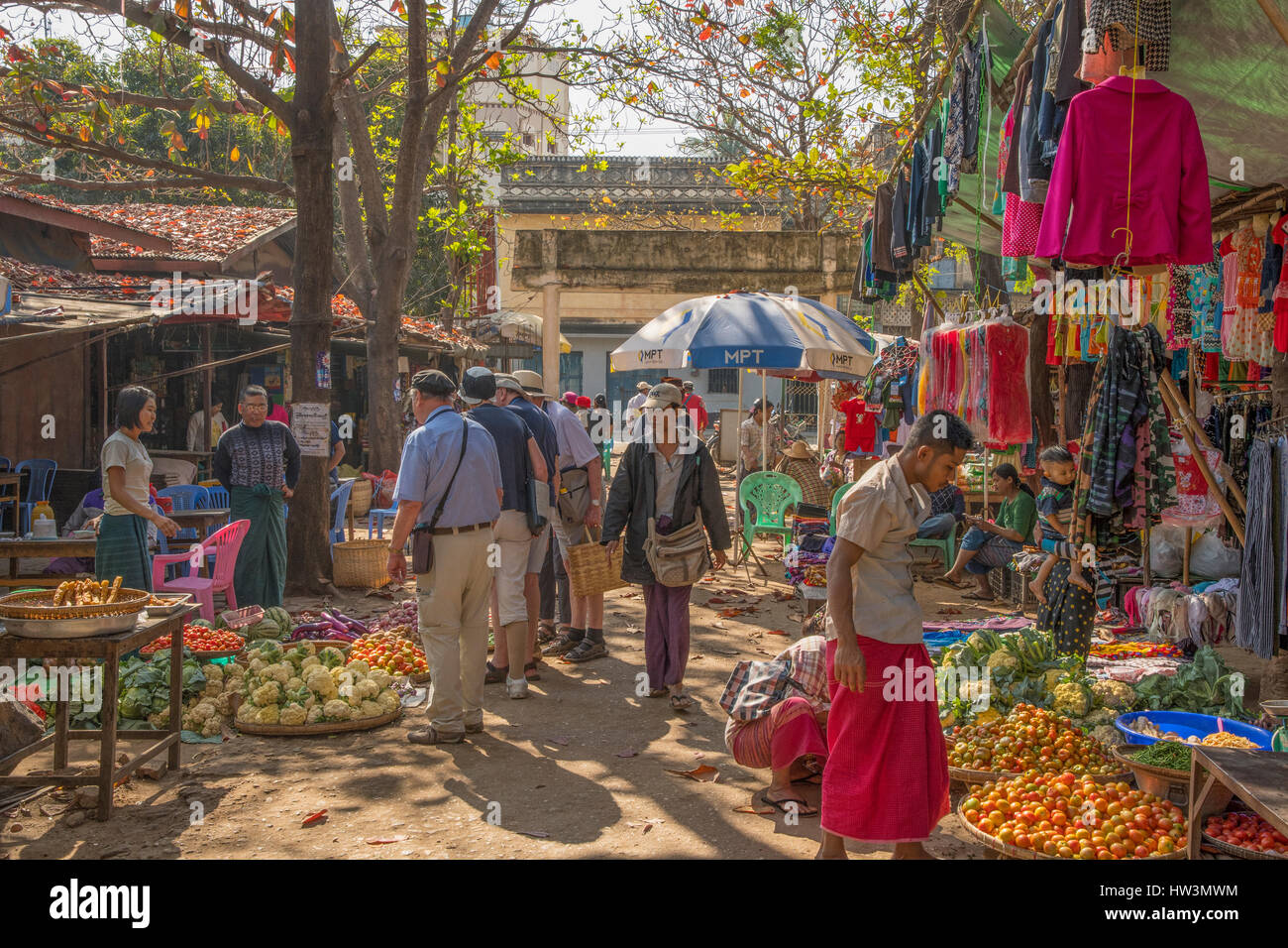 Marché à Minhla, Myanmar Banque D'Images