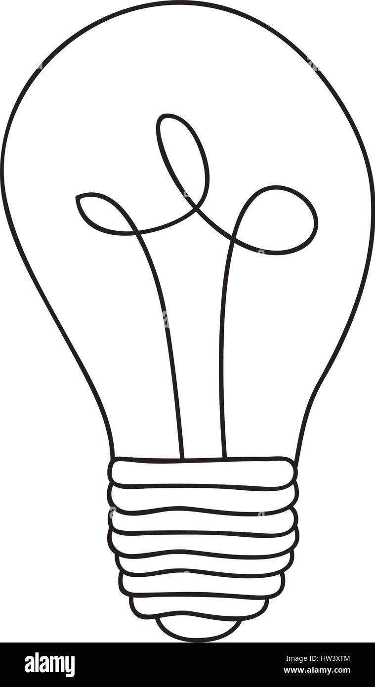Contour de lumière monochrome avec ampoule à filament spirale Illustration de Vecteur