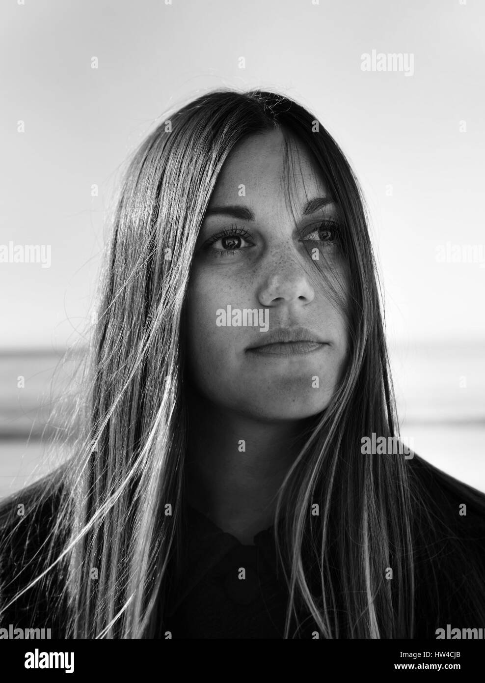 Portrait of Caucasian woman with freckles Banque D'Images Portrait of Caucasian woman with freckles Banque D'Images