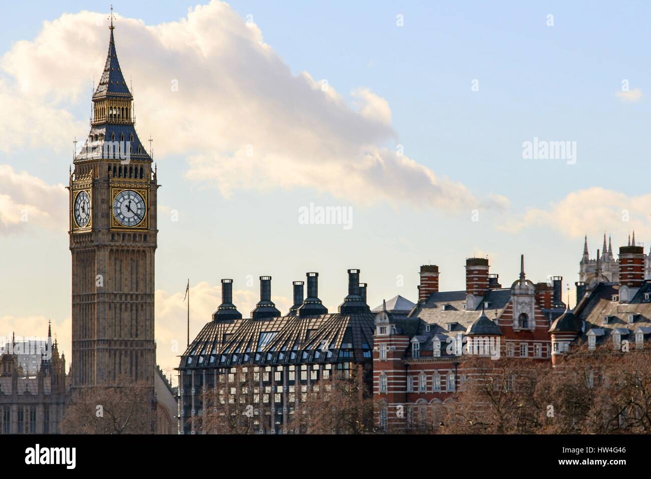 UK : Big Ben (Elizabeth Tower) à la ville de Westminster, Londres. Photo de 11. Janvier 2014. Dans le monde d'utilisation | Banque D'Images