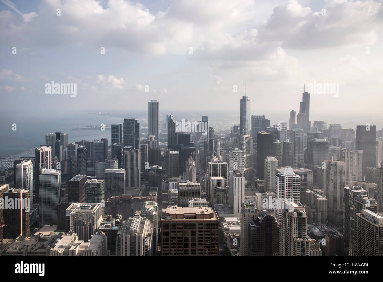 Vue de Chicago et le lac Michigan à partir de John Hancock Center Banque D'Images