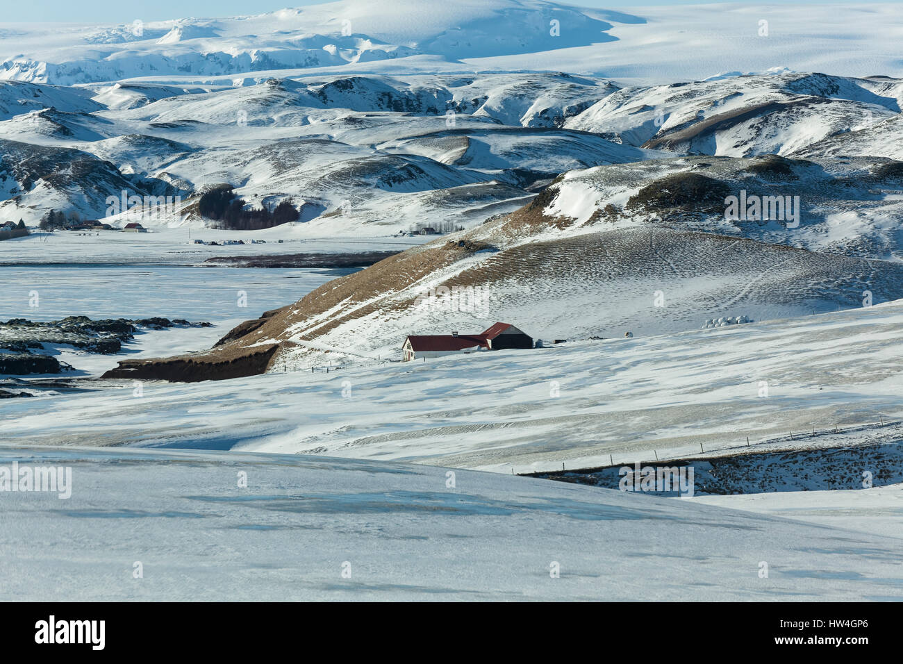 L'Islande rurale en hiver. Banque D'Images