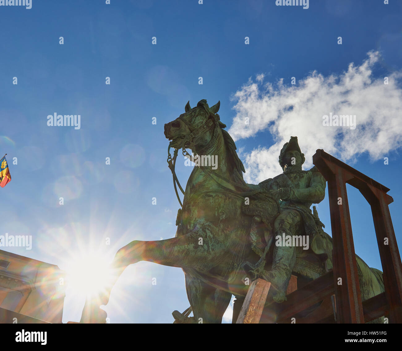 Statue équestre du roi Karl XIV Johan par Bengt Fogelberg Erland, Stockholm, Suède, Scandinavie Banque D'Images