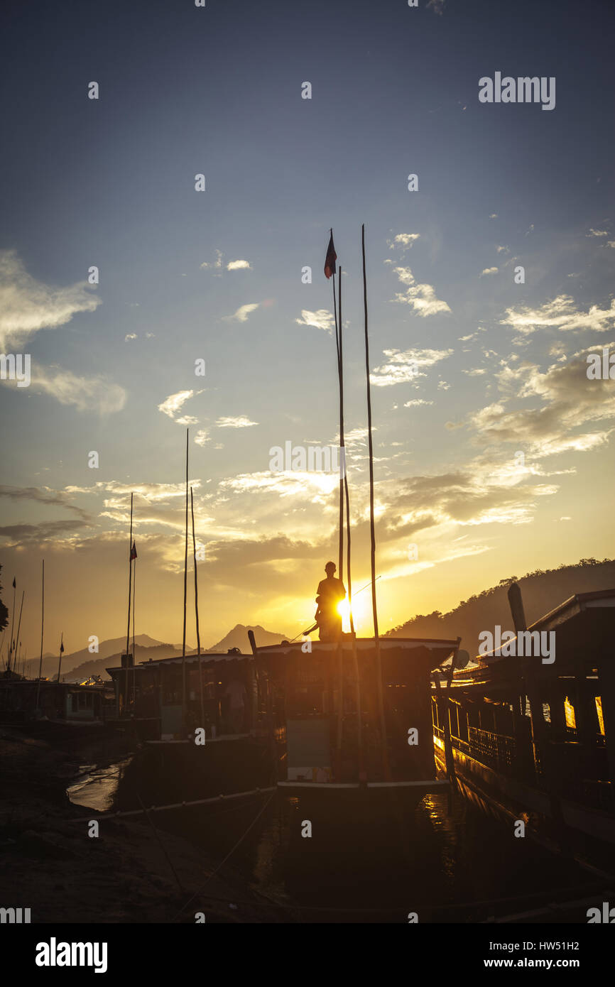 Photo bateaux à Luang Prabang, Laos. Banque D'Images