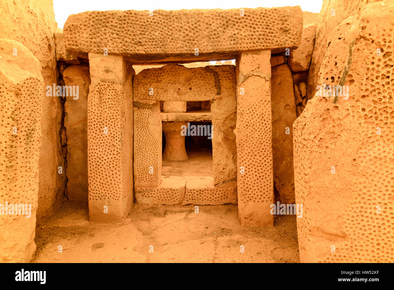 Temple mégalithique de Mnajdra - Malte Banque D'Images