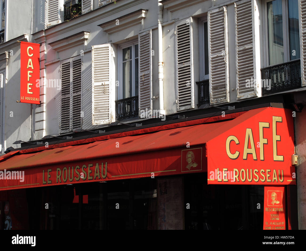 Cafe Restaurant Le Rousseau, rue du Faubourg Montmartre, Paris, France, Europe Banque D'Images