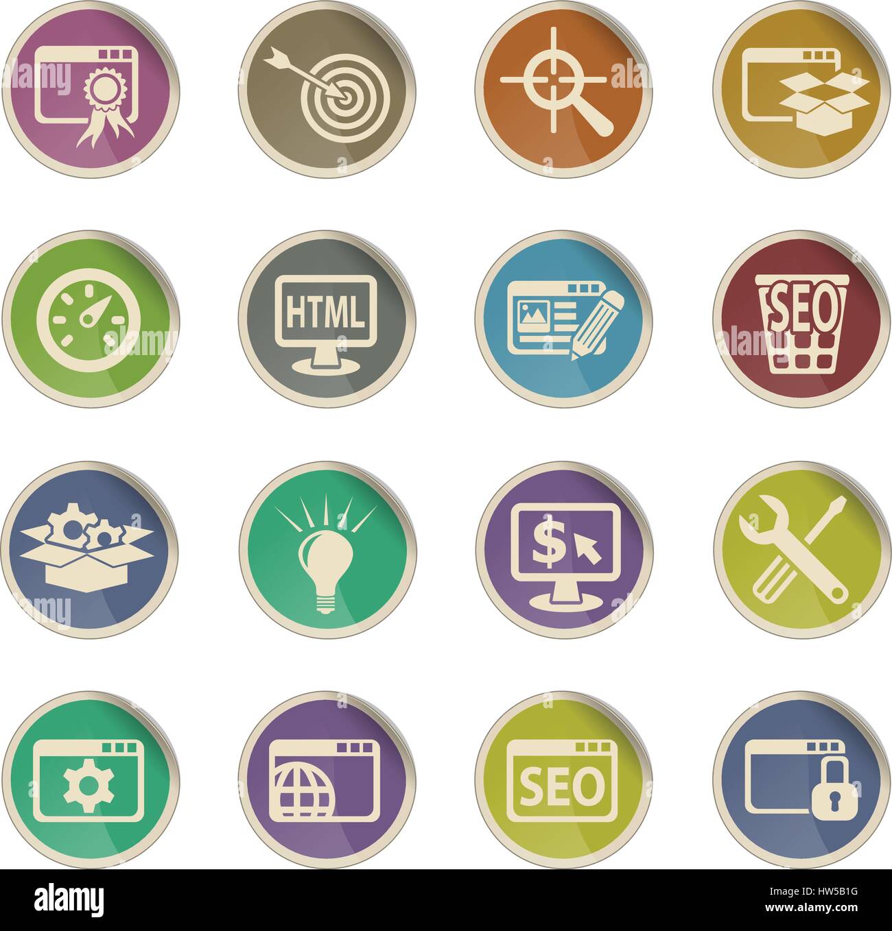 Seo et développement web web icônes pour la conception d'interface utilisateur Illustration de Vecteur