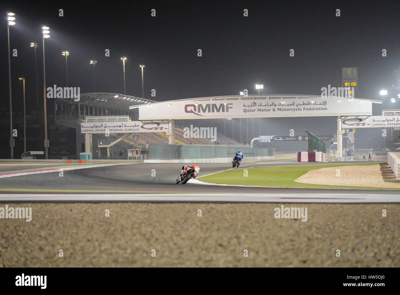 12 mars 2017, le circuit de Losail. Le Qatar Andrea Dovizioso qui fait de la moto pour Ducati au cours de la dernière journée de la MotoGP Qatar Losail au test d'hiver Internati Banque D'Images