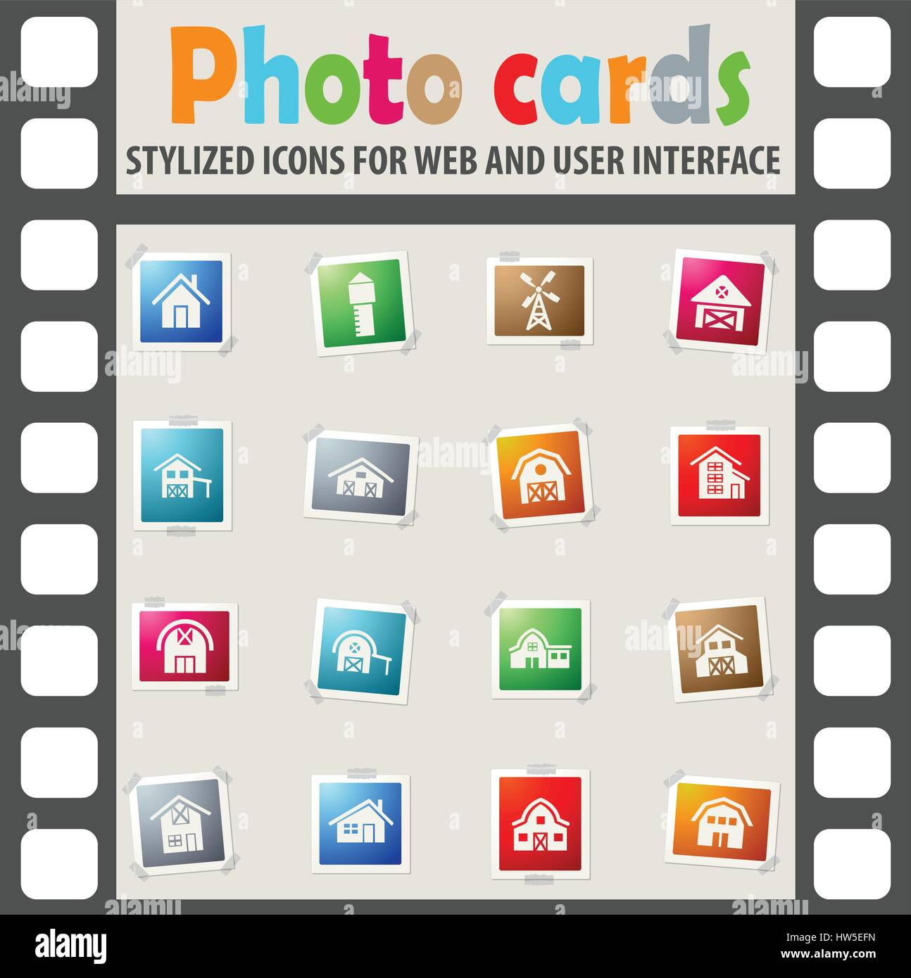 Bâtiment de ferme web icons pour la conception d'interface utilisateur Illustration de Vecteur