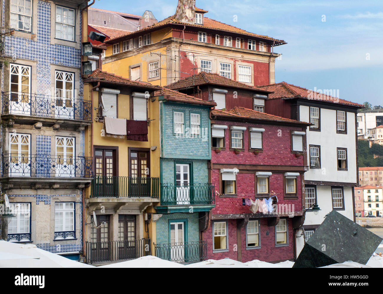 Les bâtiments historiques de Ribeira, Porto Portugal Banque D'Images