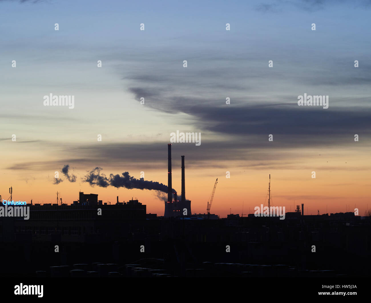 Cracovie charbon centrale électrique de cogénération alimentée à l'aube, Pologne Banque D'Images