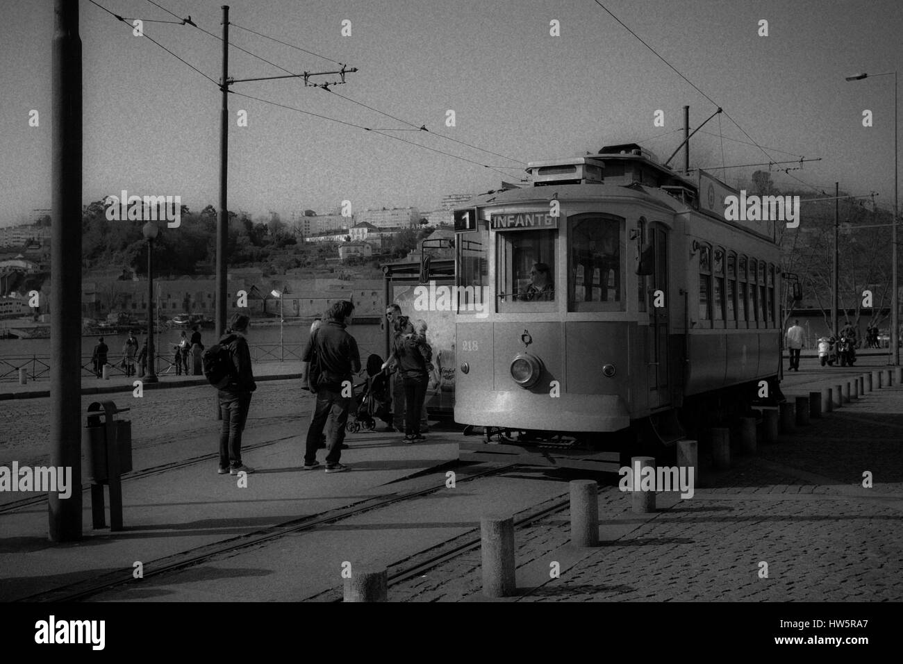 Ancien Tramway de Porto Banque D'Images