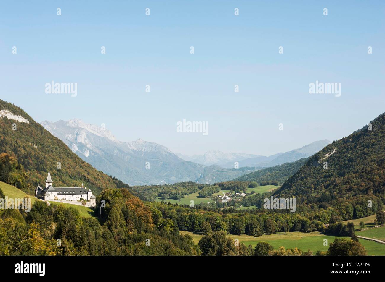 France, Savoie, Plancherine, de montagnes des Bauges, monastère cistercien de Notre-Dame de Tamié Banque D'Images