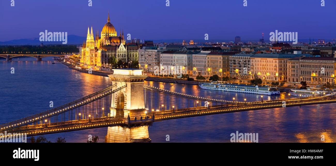 Hongrie, Budapest, classé au Patrimoine Mondial de l'UNESCO, l'édifice du parlement hongrois Banque D'Images