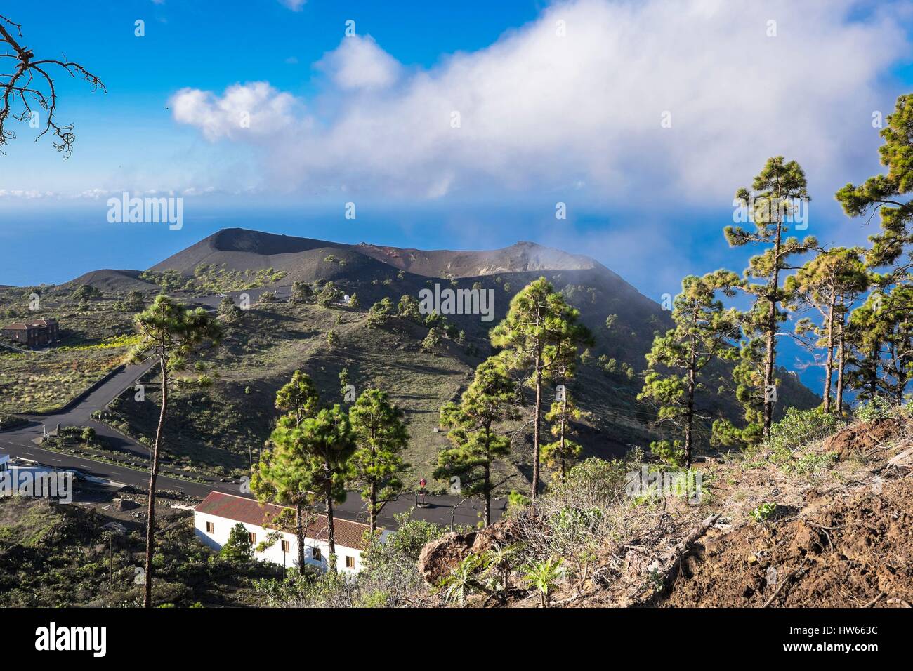 Espagne, Canaries, La Palma island a déclaré Réserve de biosphère par l'UNESCO, Los Canarios (Fuencaliente), San Antonio volcano Banque D'Images