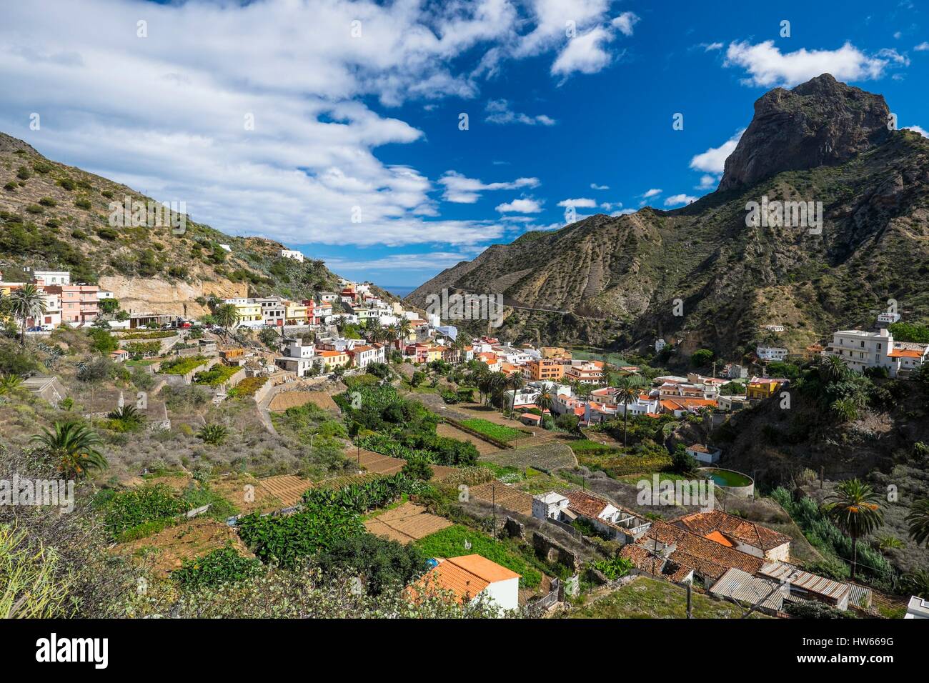 Espagne, Canaries, La Gomera island a déclaré Réserve de biosphère par l'UNESCO, Vallehermoso Banque D'Images