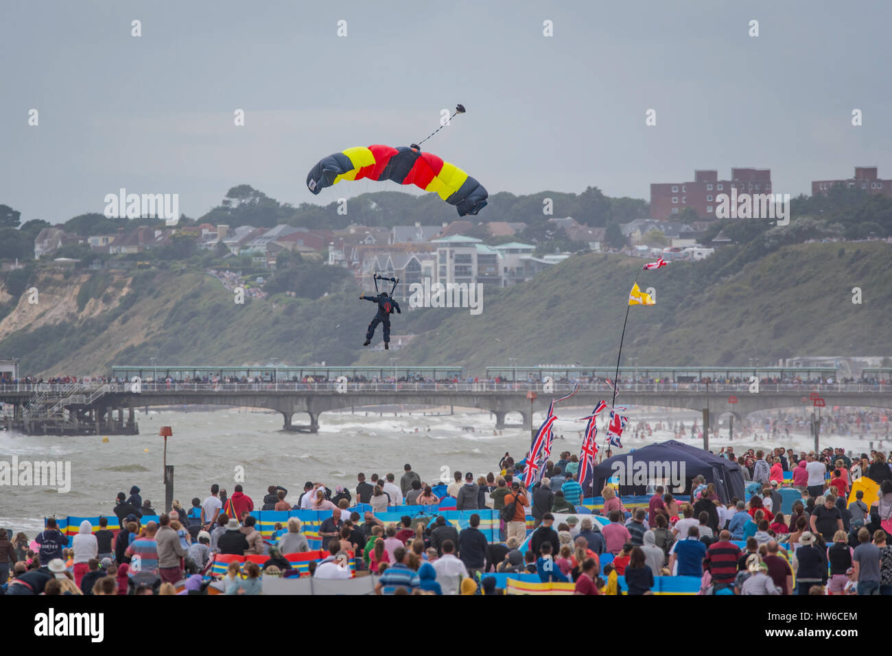 L'atterrissage à l'parachutiste de l'air 2016 Festival de Bournemouth. Banque D'Images