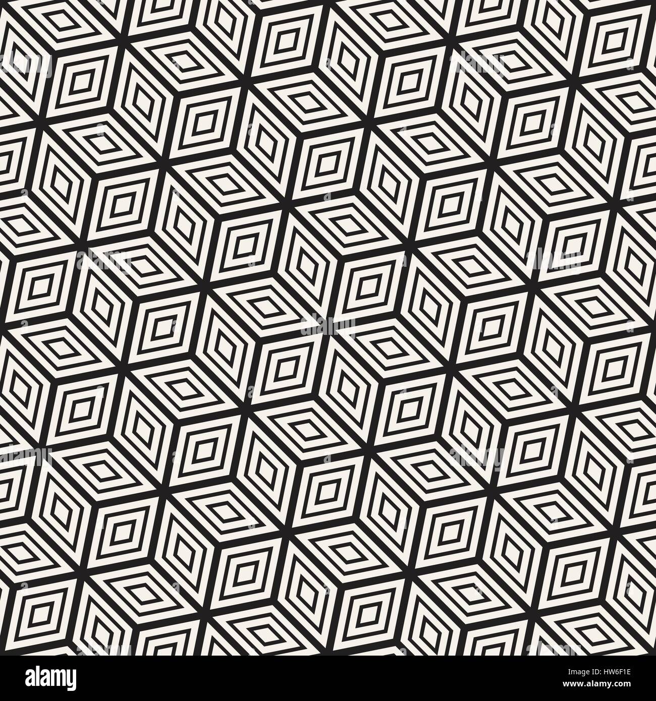 Grille de cubes carrelage élégant sans fin de texture. Seamless Vector motif en noir et blanc Illustration de Vecteur