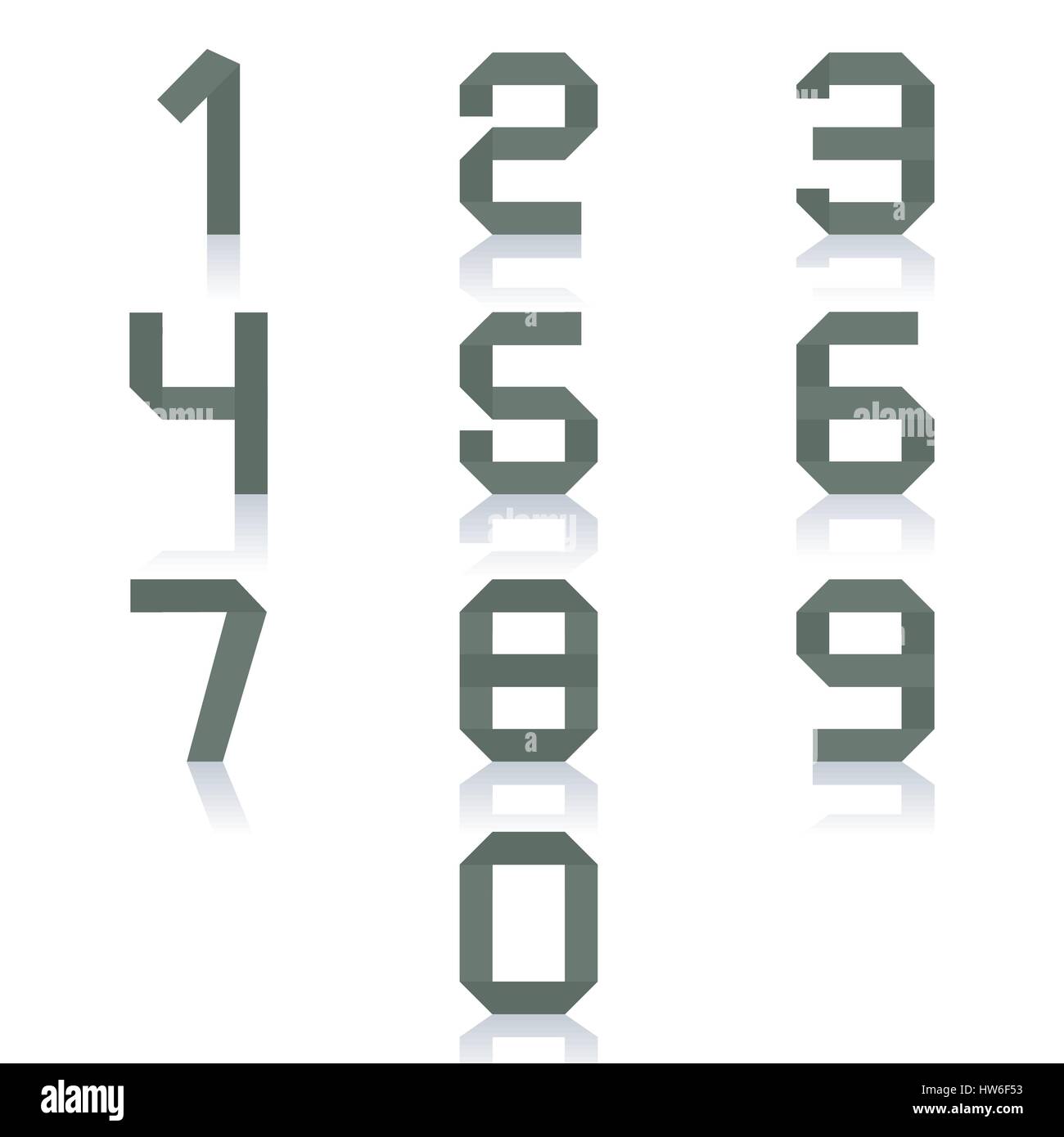 Définissez le nombre de zéro à neuf, isolé sur fond blanc avec reflet miroir,  vector illustration Image Vectorielle Stock - Alamy