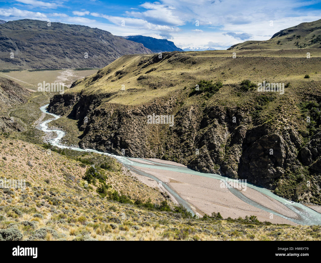 Sentier de randonnée "Aviles boucle', parc de la Patagonie, à l'est de Cochrane sur la route vers la frontière à Paso Roballos argentine, Patagonie, Chili Banque D'Images