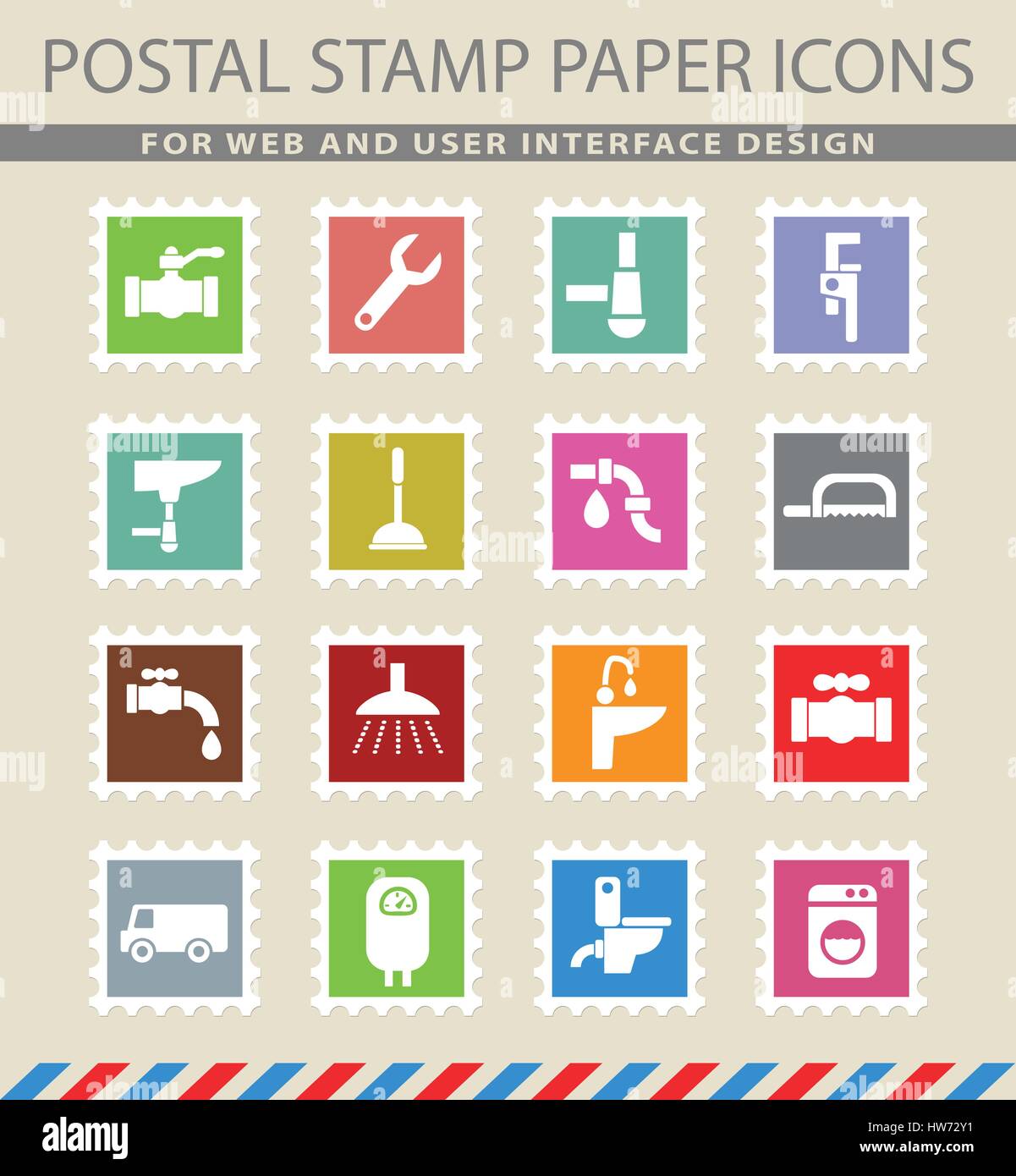 Web service de plomberie et d'icônes pour la conception d'interface utilisateur Illustration de Vecteur