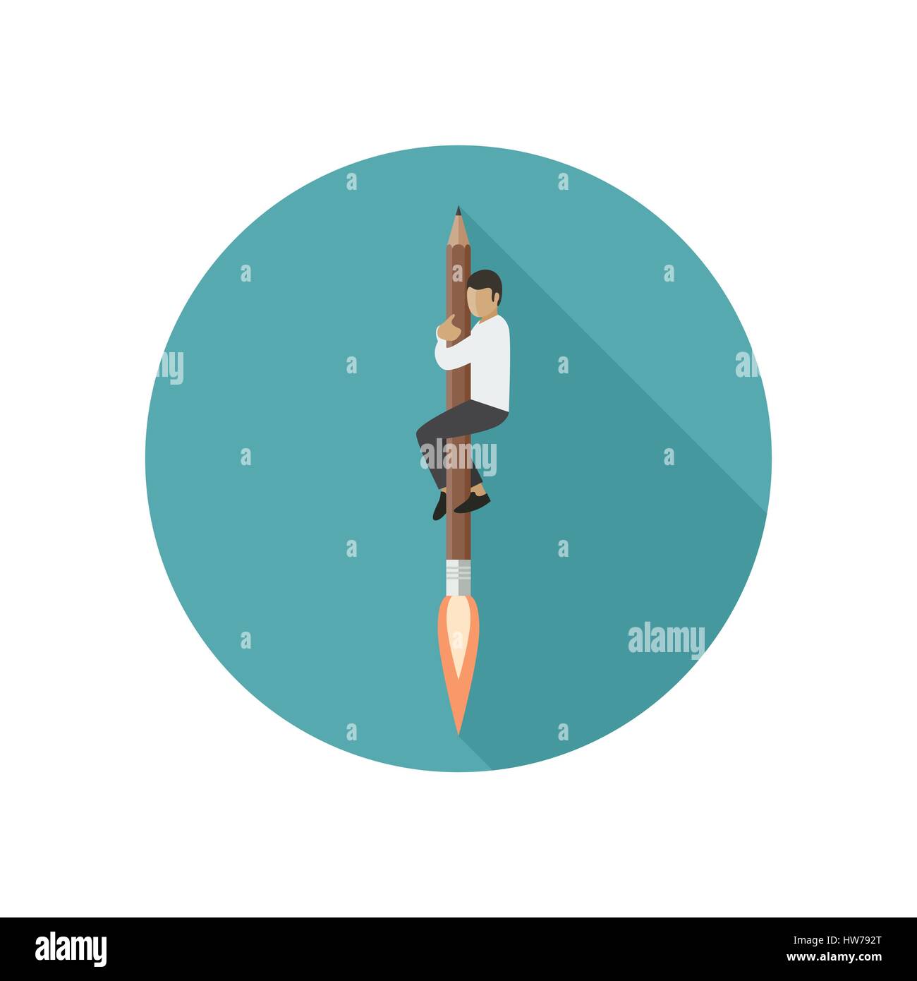 Rocket-crayon avec l'homme Illustration de Vecteur