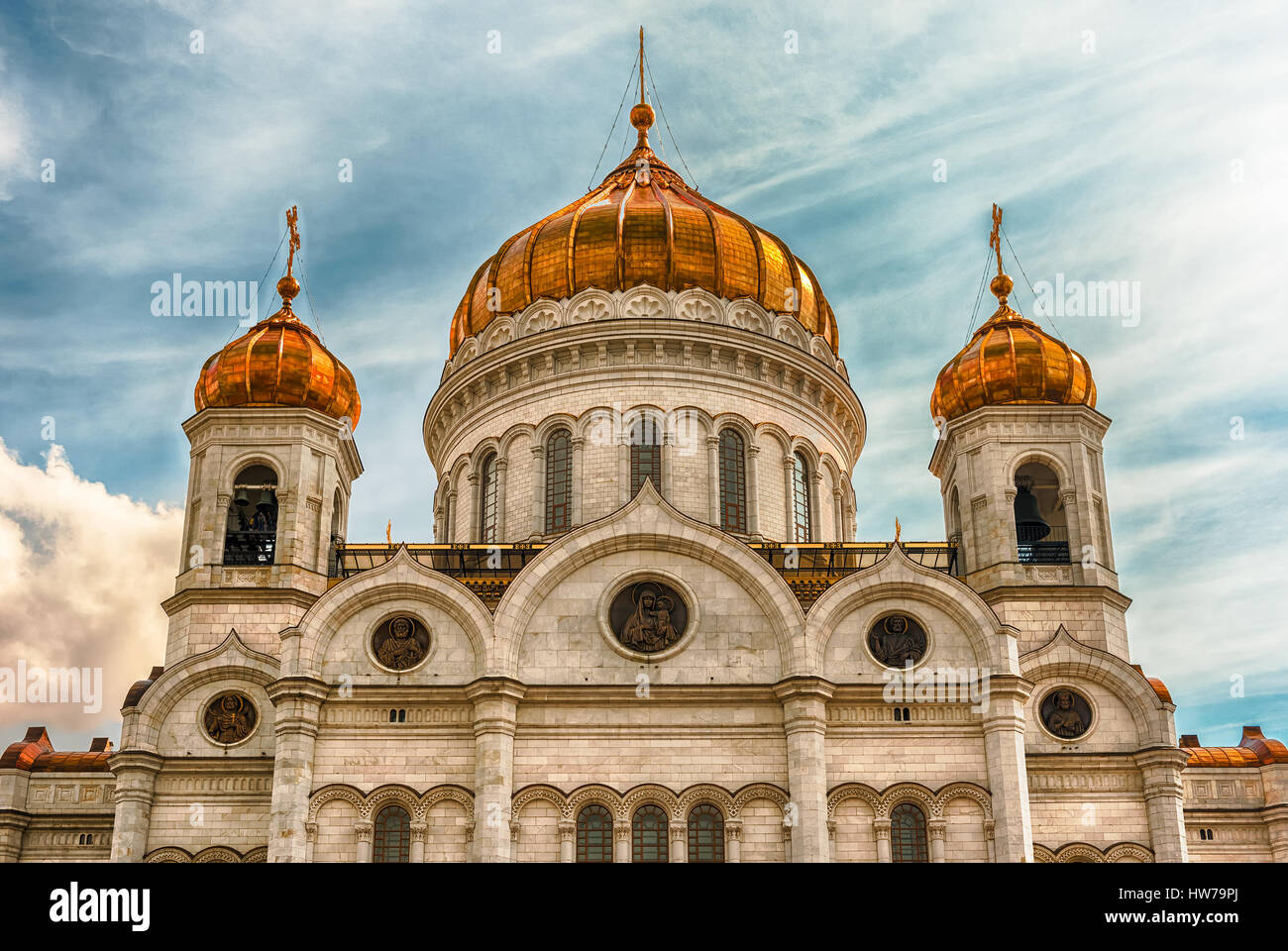 Cathédrale de Christ le Sauveur, l'établissement emblématique de Moscou, Russie. C'est la plus grande église chrétienne orthodoxe dans le monde Banque D'Images