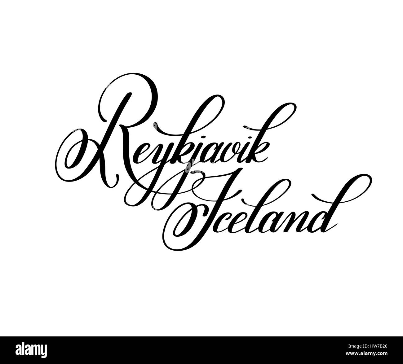 Lettrage à la main le nom de l'European Capital - Reykjavik Icel Illustration de Vecteur