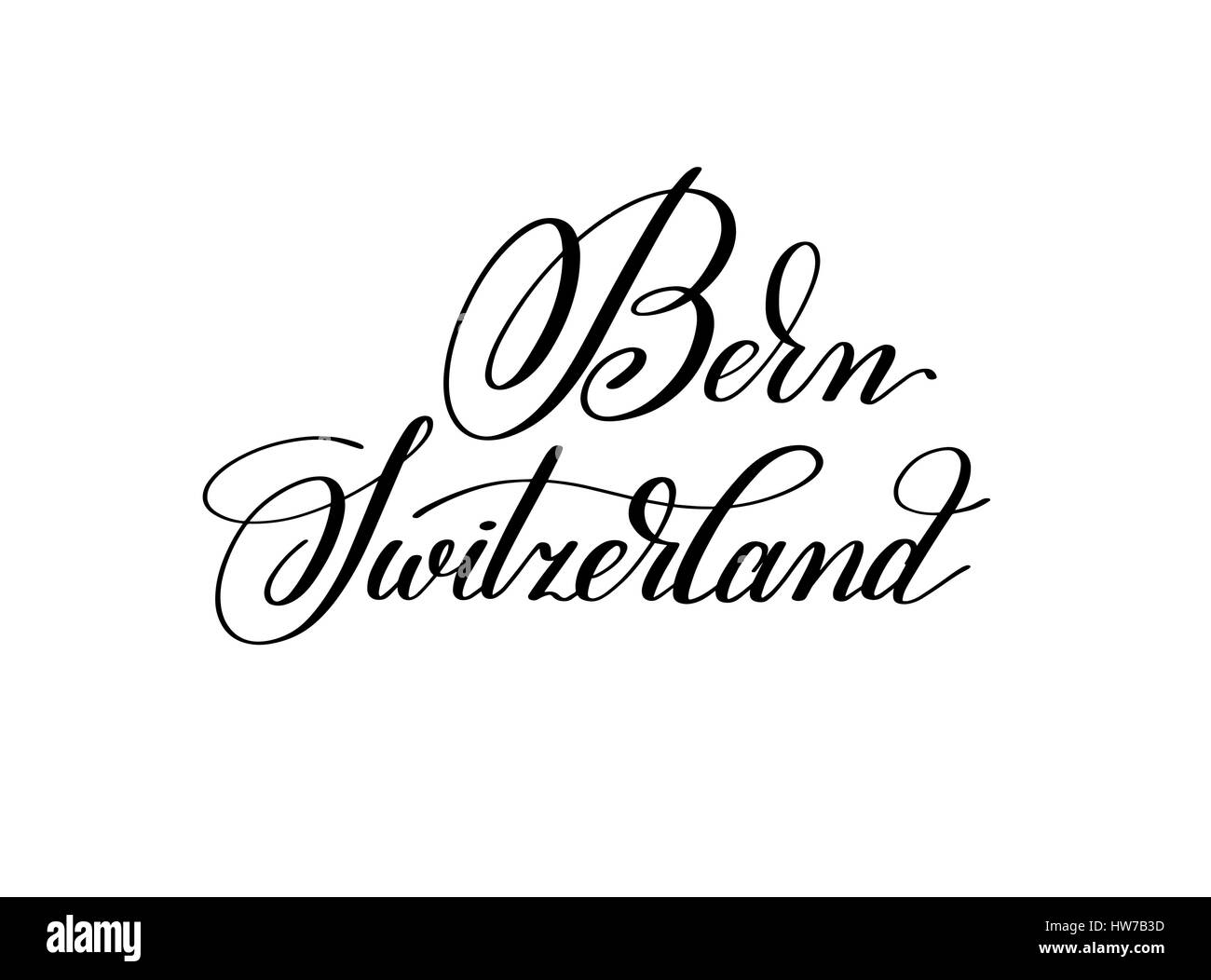 Lettrage à la main le nom de l'European Capital - Bern Switzerla Illustration de Vecteur