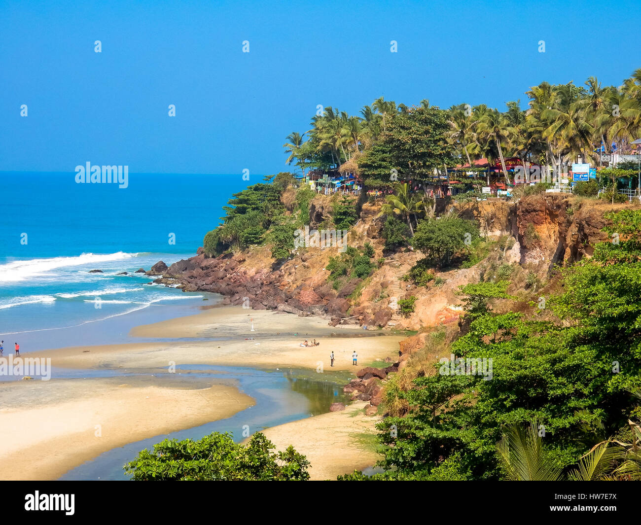 Bay et plage de Varkala Kerala,Inde, Banque D'Images