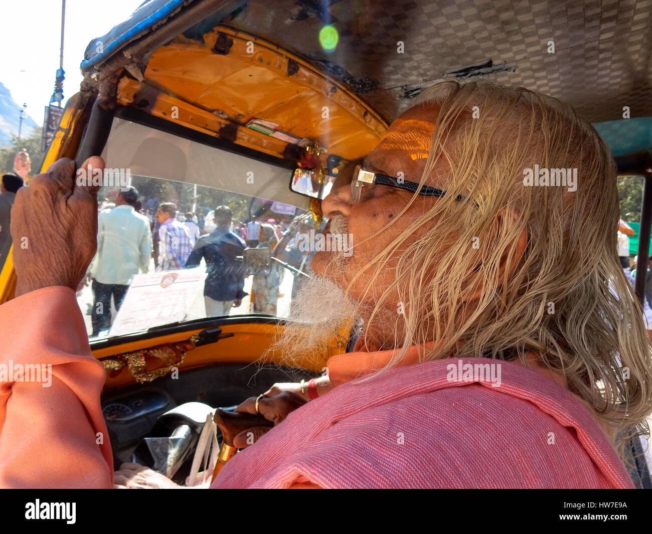 Conducteur de pousse-pousse à Kerala, Inde Banque D'Images
