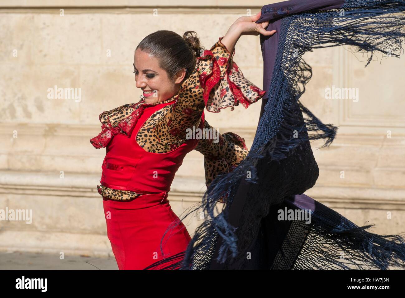 Espagne, Andalousie, Séville, Santa Cruz, danseuse de flamenco Banque D'Images