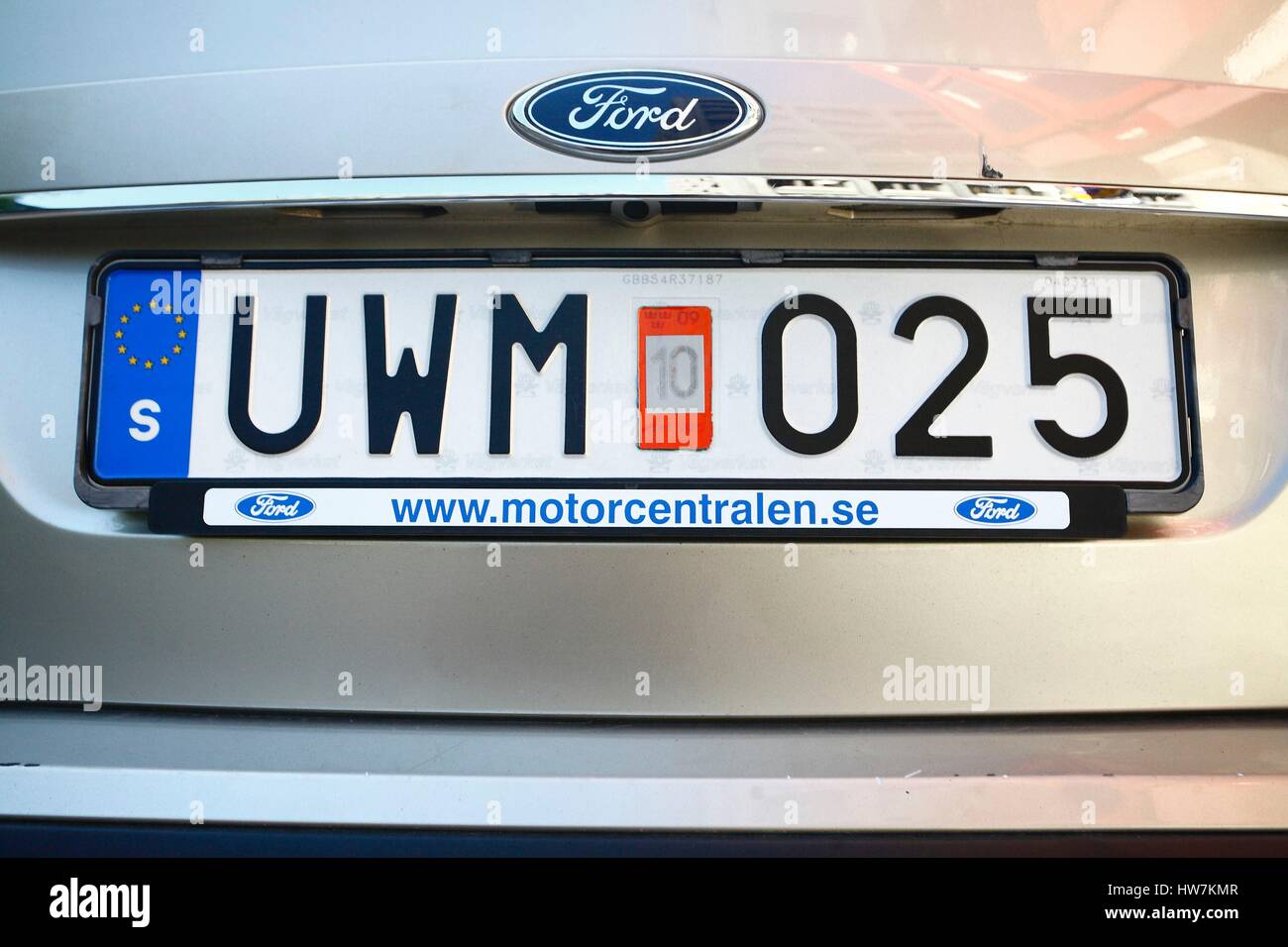 La Suède, Stockholm, la plaque d'immatriculation suédoise Photo Stock