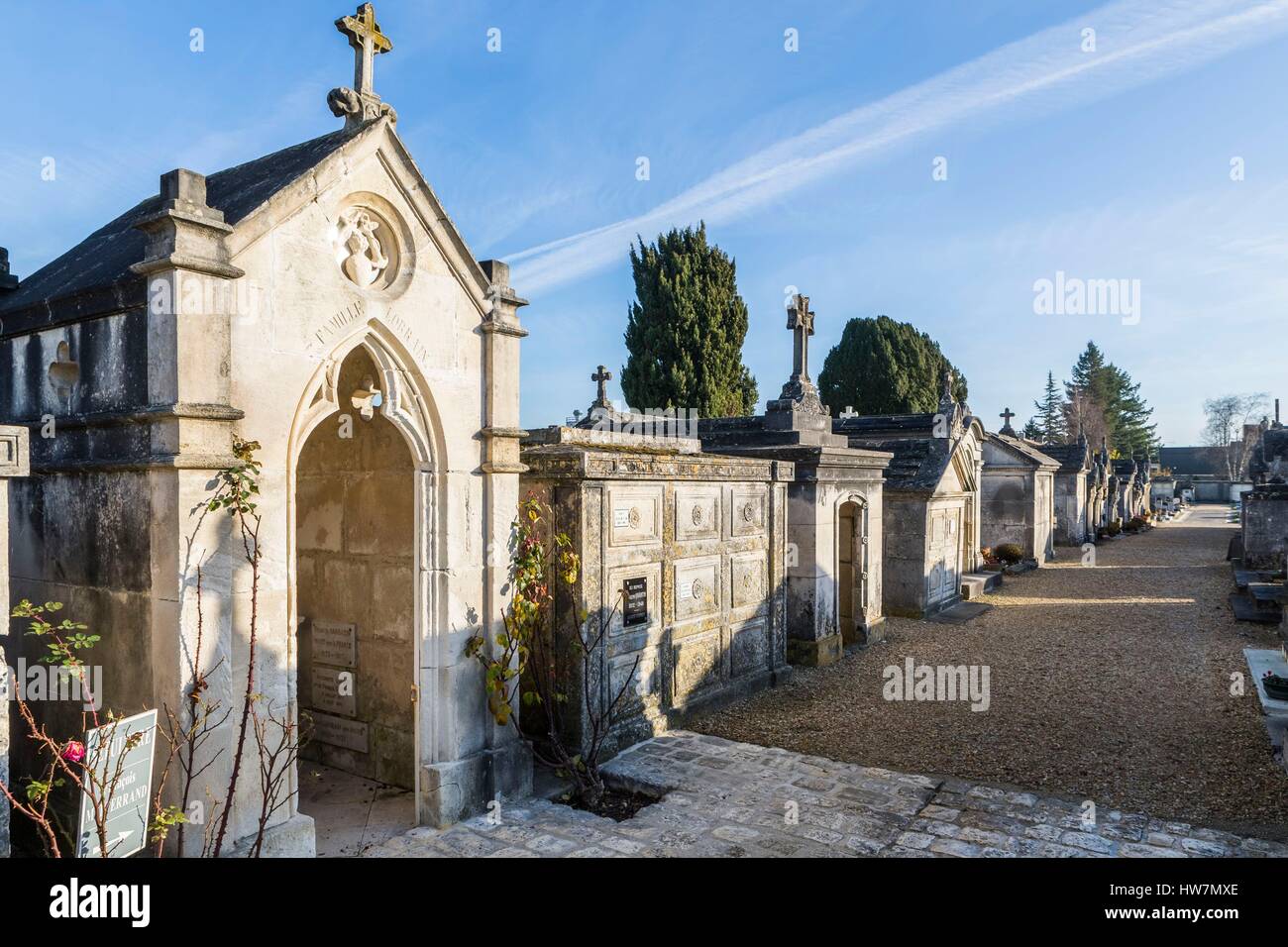 France, Charente, Jarnac, François Mitterrand tombe dans le cimetière des grandes maisons Photo