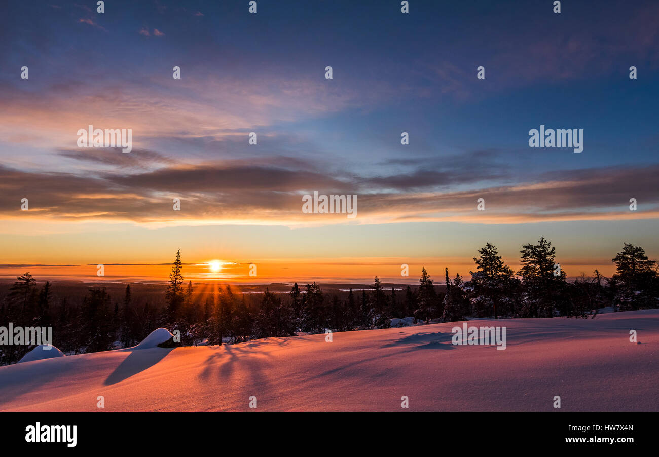 Dans Martimoaapa lever du soleil d'hiver, la Finlande Banque D'Images