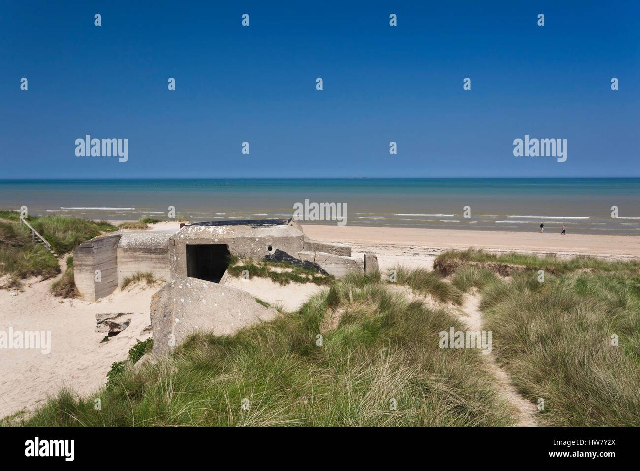 France, Manche, Plages du Débarquement, WW2 D-Day de l'époque de l'invasion d'Utah Beach, Sainte Marie du Mont, des ruines de bunkers allemands Banque D'Images