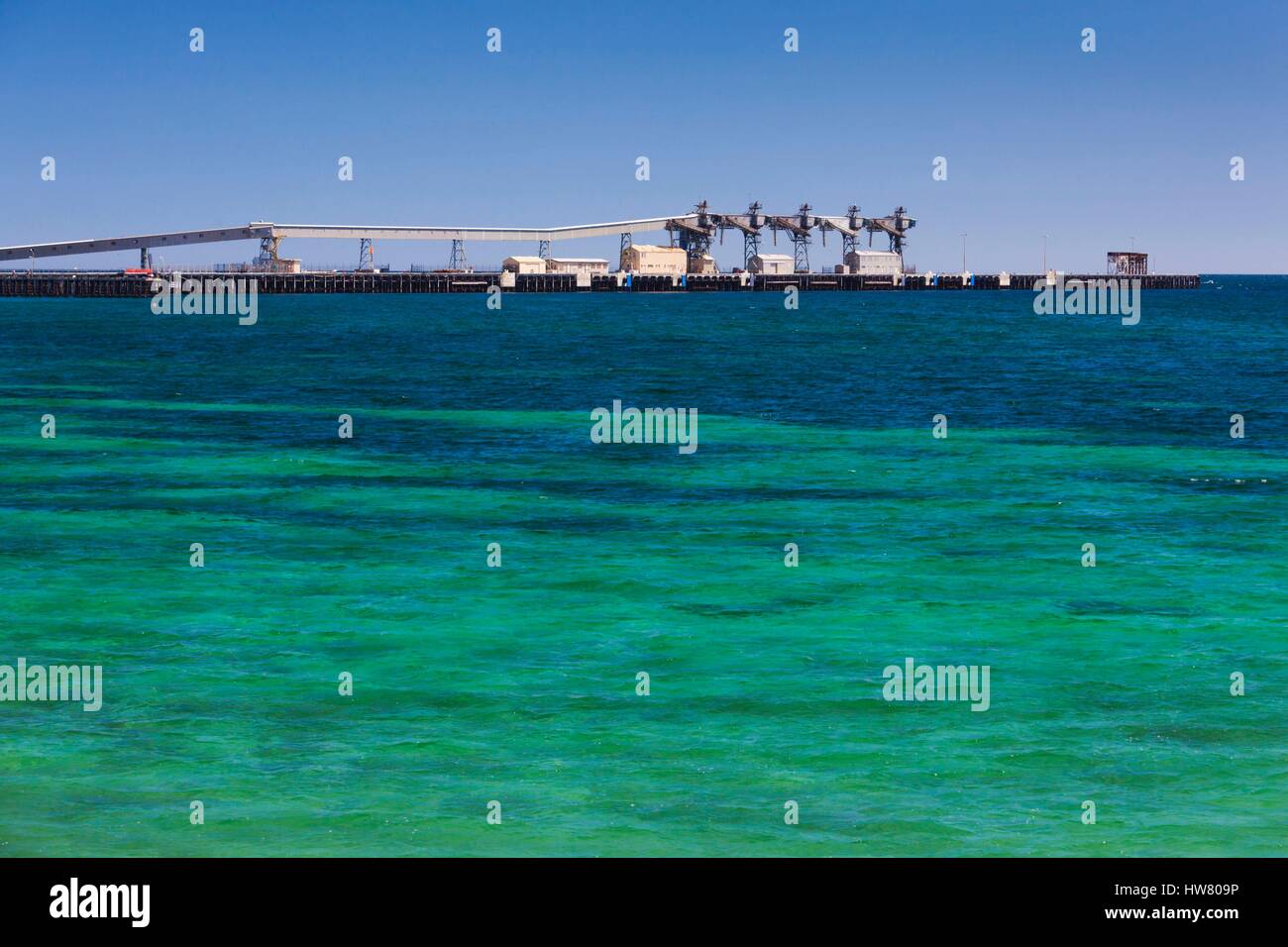 L'Australie, l'Australie du Sud, la péninsule de Yorke, Napier, convoyeur à grain et port Banque D'Images