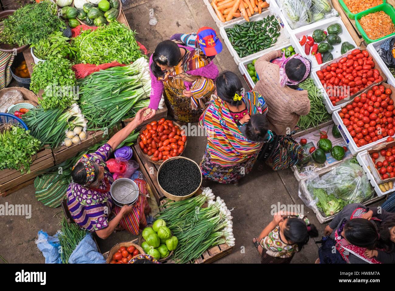 Guatemala, département de Quetzaltenango, environs de Quetzaltenango (Xela) ou le marché, Zunil, Banque D'Images