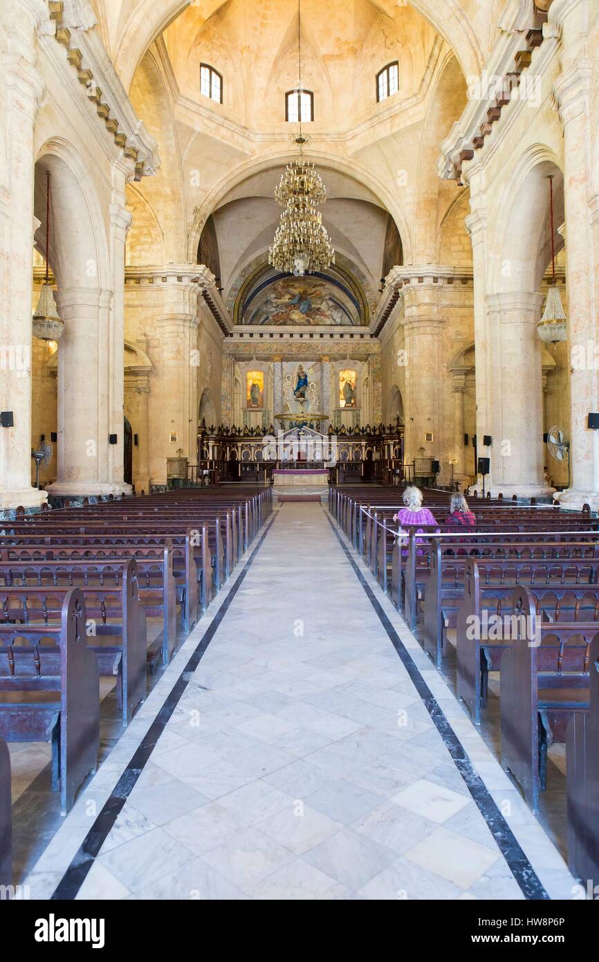 Cuba, Ciudad de la Habana Province, La Havane, La Habana Vieja ville inscrite au Patrimoine Mondial de l'UNESCO, intérieur de la Virgen Maria de la Immaculada Conception Cathedral Banque D'Images