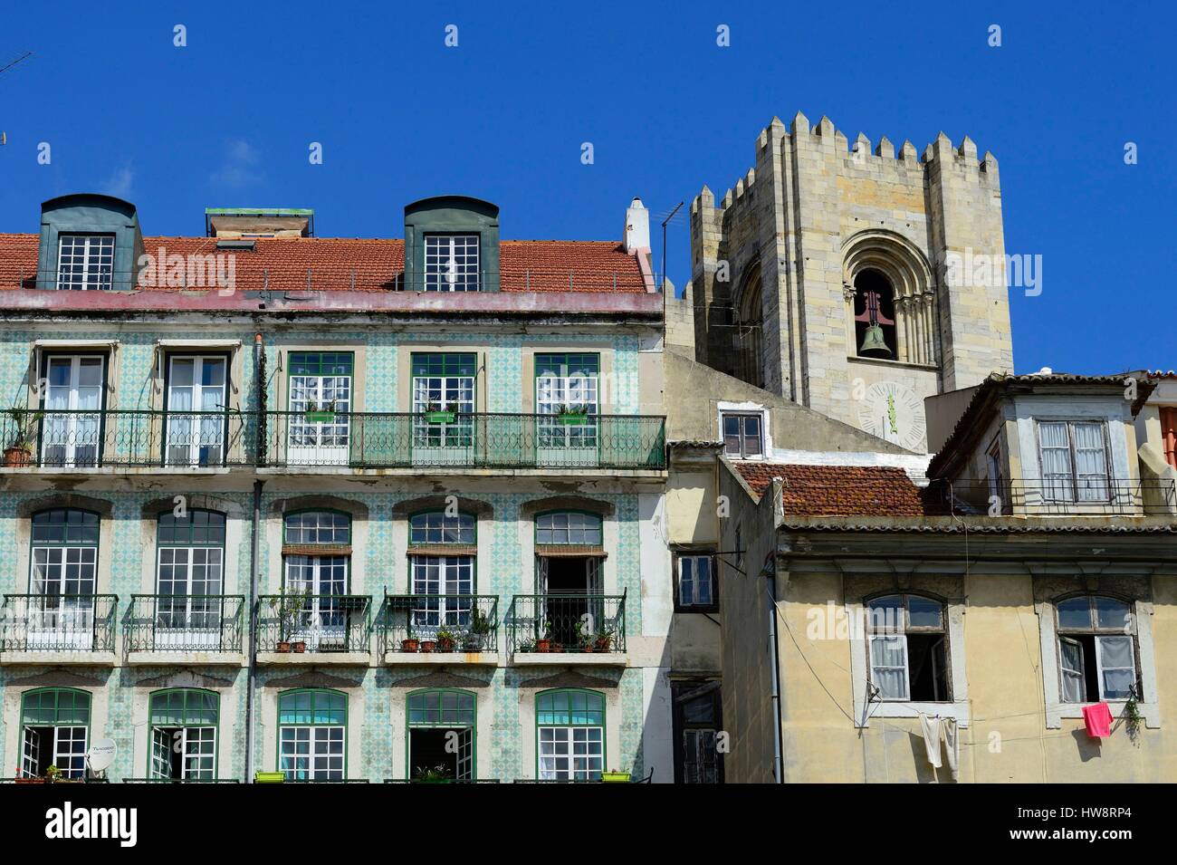 Portugal, Lisbonne, l'Alfama et Cathédrale Se Banque D'Images