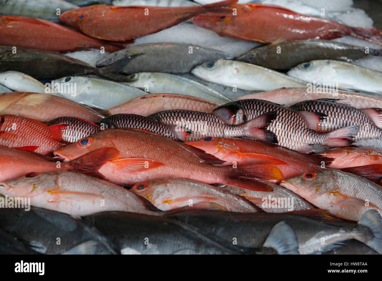 La France, la Polynésie française, l'archipel des îles du Vent, île de Tahiti, Papeete, le marché Banque D'Images