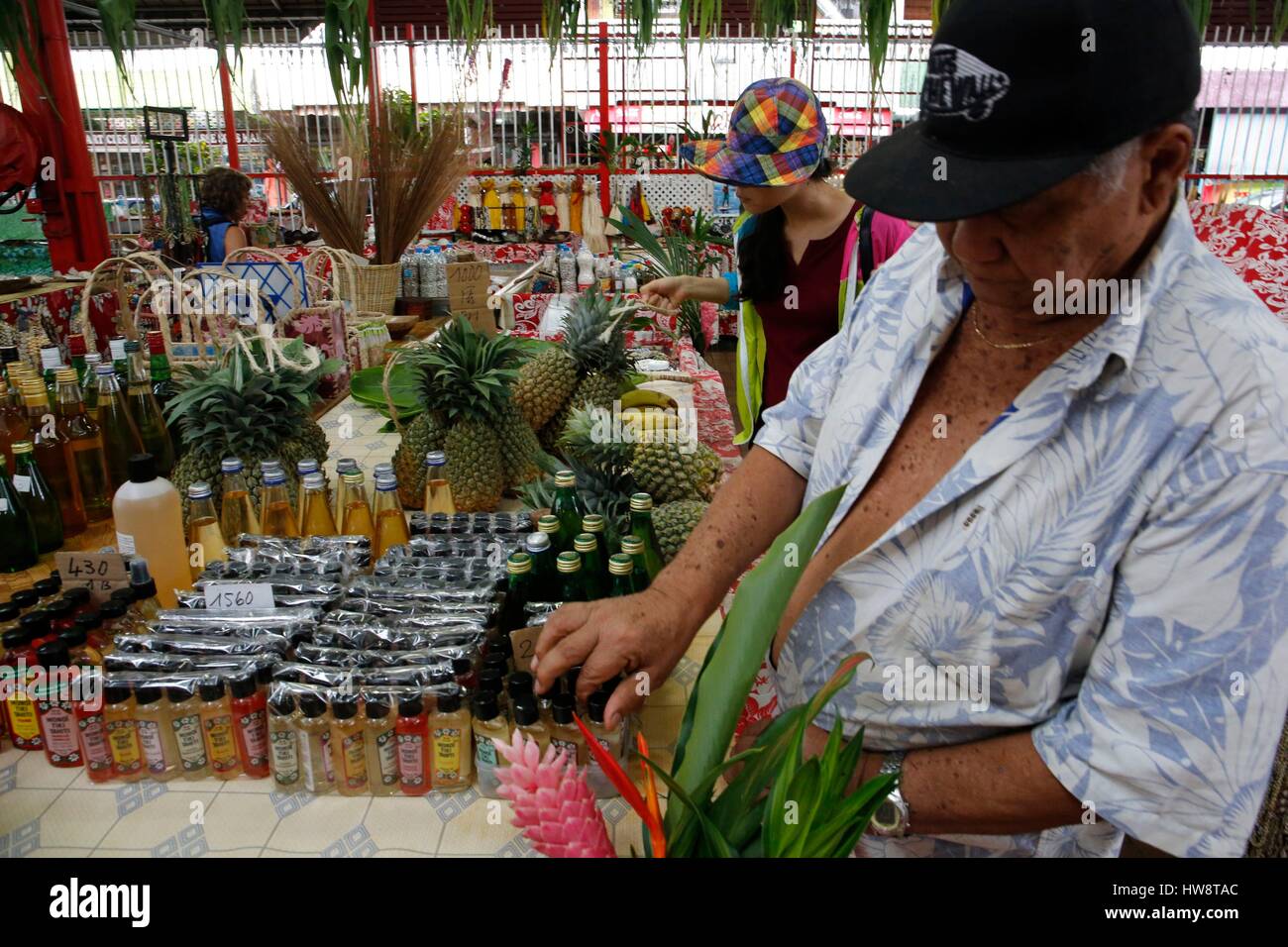 La France, la Polynésie française, l'archipel des îles du Vent, île de Tahiti, Papeete, le marché Banque D'Images