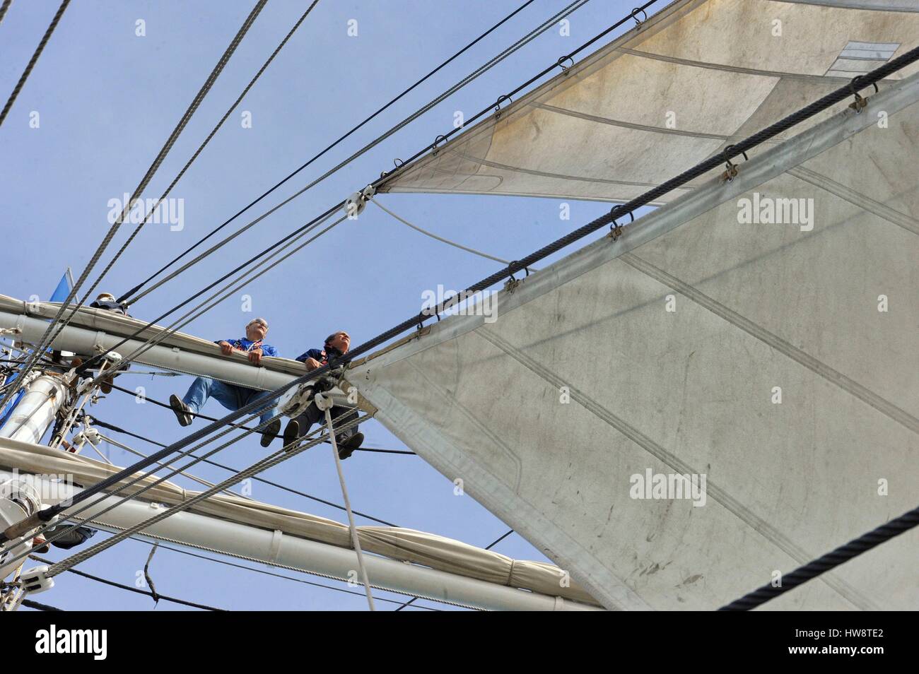 France, Calvados, Ouistreham, trois-mâts barque Belem Banque D'Images