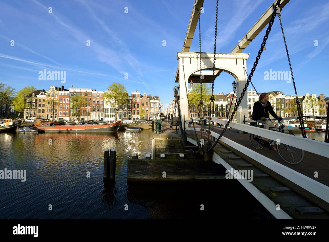 Pays-bas, le nord de la Hollande, Amsterdam, Magere Brug over de la rivière Amstel Banque D'Images