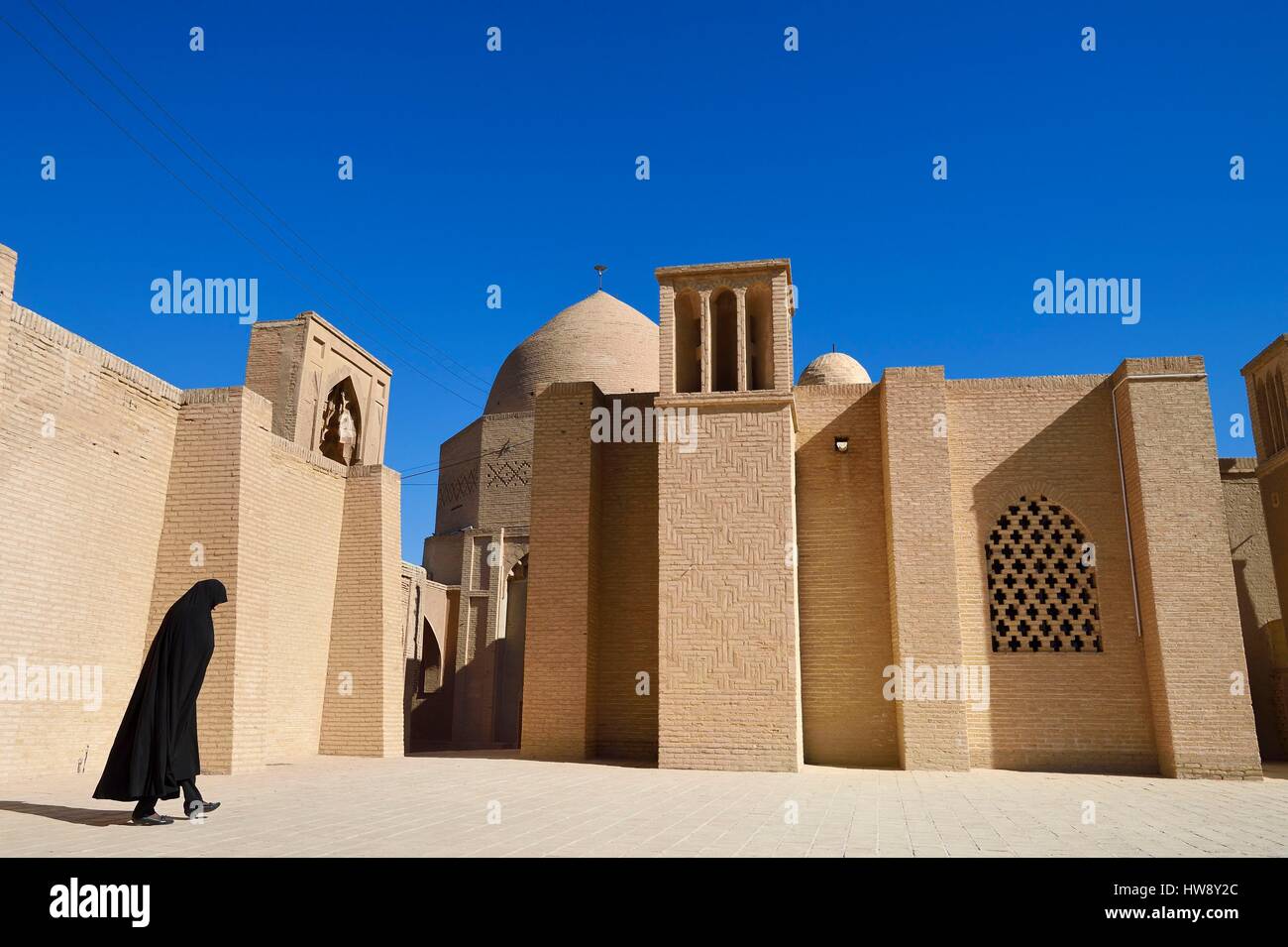 Iran, Ispahan province, Dasht-e Kavir désert, ville de Nain Naein, également connu sous le nom de mosquée Jameh Khorasani style est un des plus anciens (9e siècle) en Iran et encore en usage, un tour dans le centre windcatcher Banque D'Images