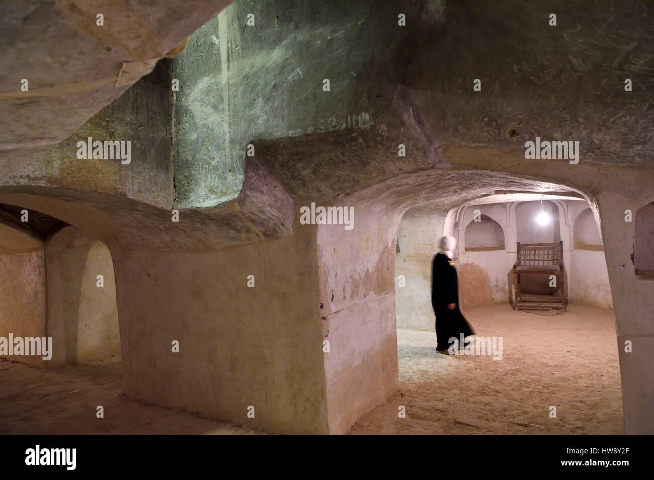 Iran, Ispahan province, Dasht-e Kavir désert, ville de Nain Naein, également connu sous le nom de mosquée Jameh Khorasani style est un des plus anciens (9e siècle) en Iran et encore en usage, métro salle de prière, ancien lieu de culte zoroastrien Banque D'Images