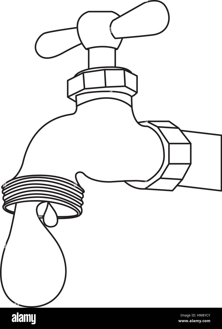 Silhouette Robinet Avec Icone Goutte D Eau Image Vectorielle Stock Alamy